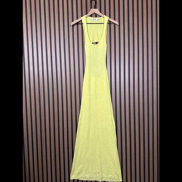 Beginning Boutique Dress US 2 / XS Womens Yellow Maxi Mesh Knit Back Cut Out - Picture 1 of 9